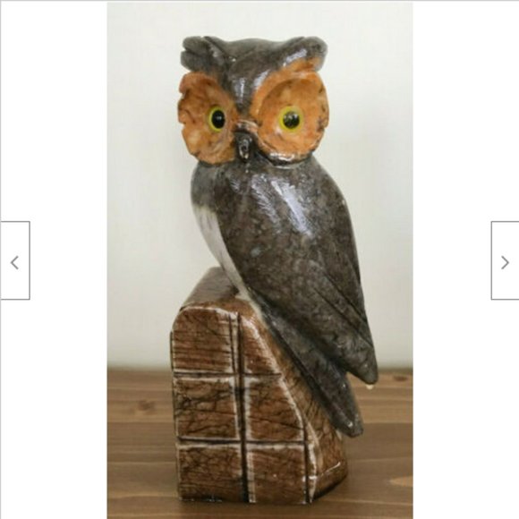 Vtg Alabaster Stone Carved Owl Statue Ornament Made in Italy 7" Decoration - Picture 1 of 5